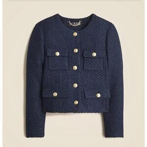 New J CREW Jcrew Isabelle lady jacket in Italian tweed Black Sz 18 Or Xl